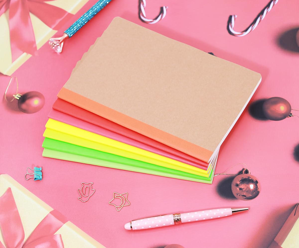 24 Pack Kraft Notebooks, Journals in Bulk for Writing, Blank Paper Sketchbooks, 60 Pages Notebook, 8.3x5.5 Inch, A5 Size, Travel Journal Set, for Gifts, Students and Office Supplies