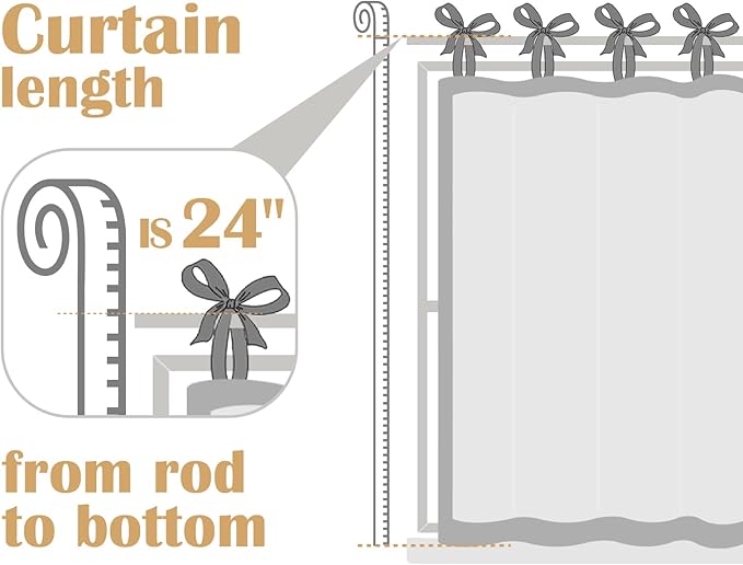 jinchan Tie Top Linen Kitchen Curtains 24 Inches Striped Tier Curtains Farmhouse Modern Cafe Style Small Window Treatments Airy Light Filtering Rod Pocket for Living Room Bathroom 2 Panels Sage Green