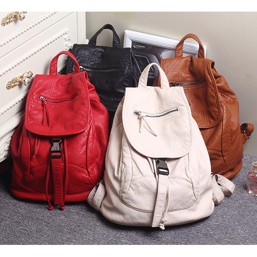 AlwaySky Women Hobo Drawstring Backpack Travel Daypack Satchel Soft Faux Leather Purse Shoulder Bags Black