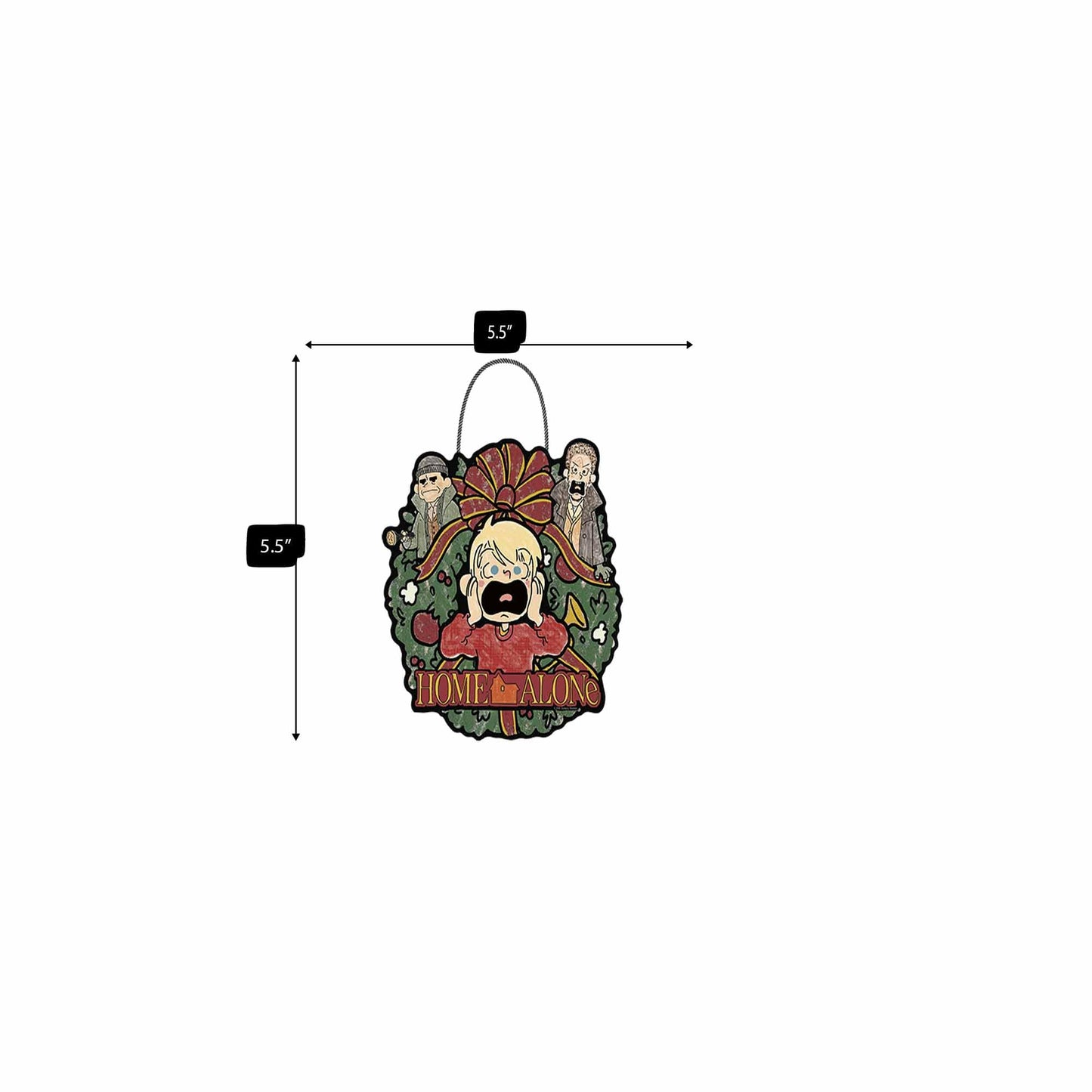 Disney Home Alone Holiday Wreath Hanging Wood Wall Decor - Fun Home Alone Sign for Christmas Decorating