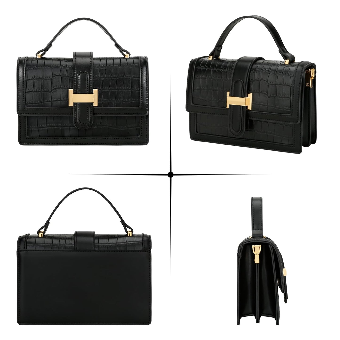KKXIU Small Purses for Women - Top Handle Crossbody Bag for Women, Leather Lady Handbags Shoulder Clutch with Adjustable Shoulder Strap