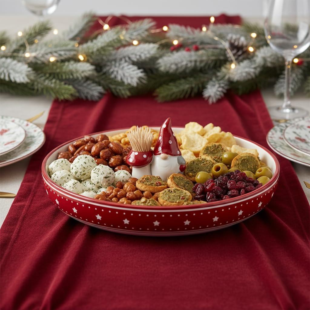 10 Strawberry Street Merry Morsels Appetizer Tray, Nordic Gnome