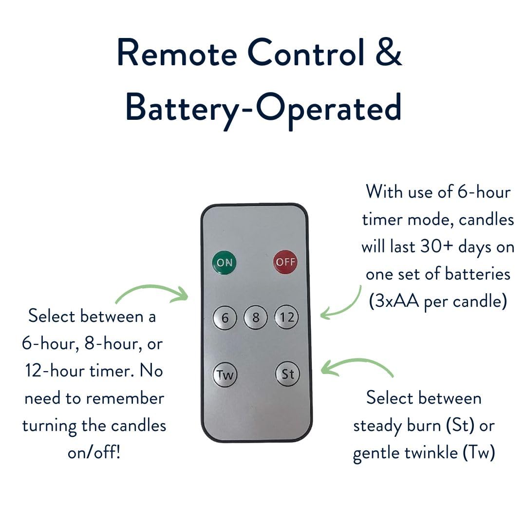 Celestial Lights Set of Four Battery Operated Remote Programmable Window Hugger Candle for Narrow Window Sills Daily Timer Choose 6, 8, or 10 Hours Flicker or Steady (Brass)