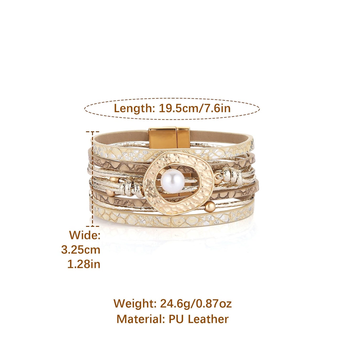 HZMAN Charm Multilayer Boho Handmade Leather Wrap Bracelets Peal Cuff Bangle for Women Friendship Jewelry Gift