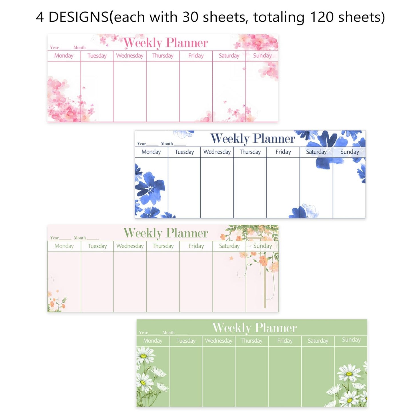 120 Sheets Weekly Planner Notepad Weekly Calendar Pad 3.8x10 Inch-To Do List Notepad Desk Schedule Planner for Student Habit Tracker Reminder Office School