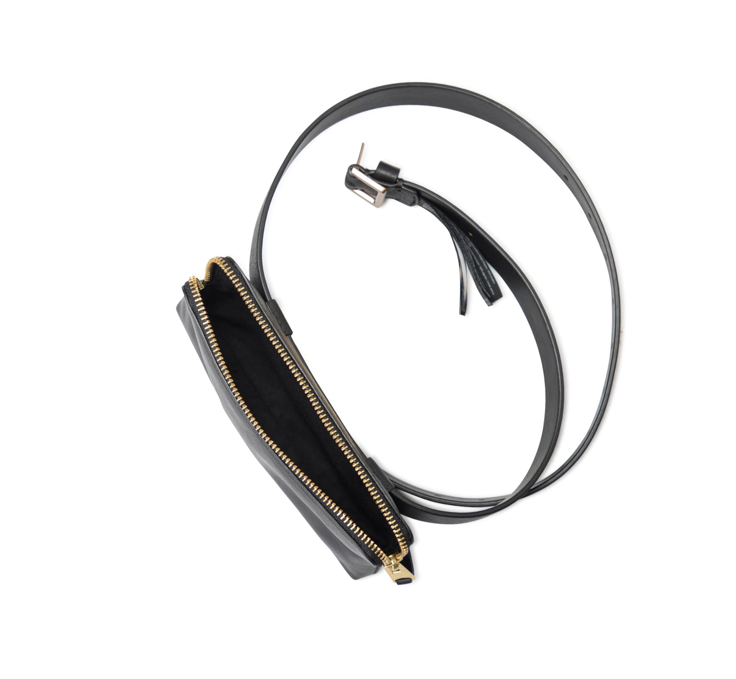 AllSaints Women's Leather Zip Belt Bag, Removable Zip Pouch for Hands-Free Carrying, 25 MM, Large/X-Large, Black
