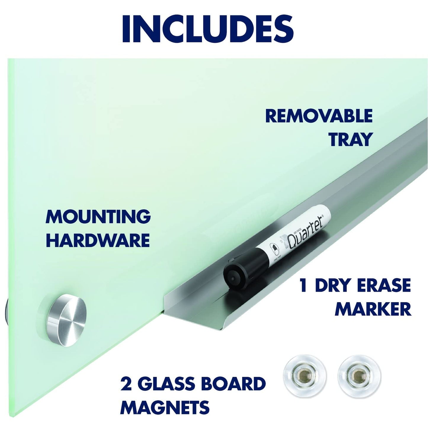 Quartet Magnetic Glass Dry Erase White Board, 24''W x 18''H Whiteboard, Infinity Frameless Mounting, White Surface (G2418W)