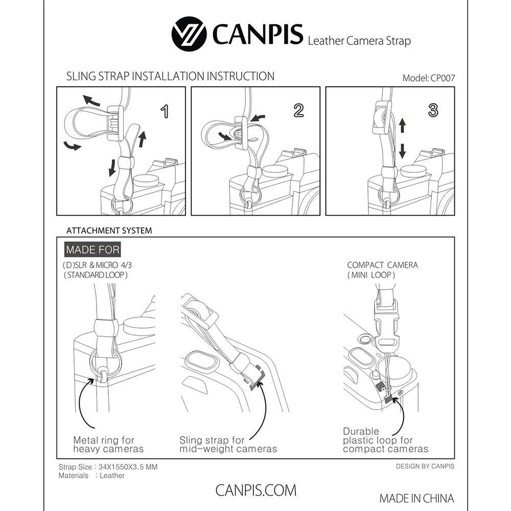 CANPIS Soft Leather Camera Shoulder Neck Strap, Brown Color, Adjustable Length compatible with DSLR Cameras Canon Sony Fujifilm Olympus Leica etc.