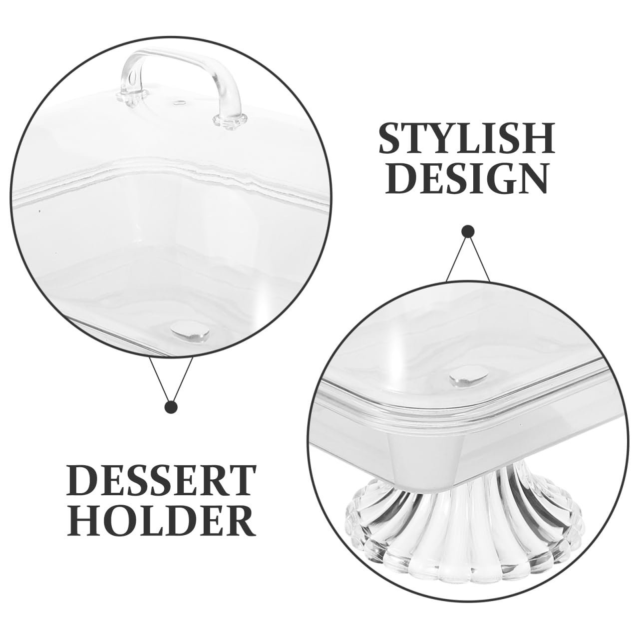 HOLIDYOYO Cake Display Tray with Dome Clear Acrylic Cover Reusable Snack Serving Platter 10.82X8.46X8.26In Perfect for Birthday Christmas and Party Dessert Presentation