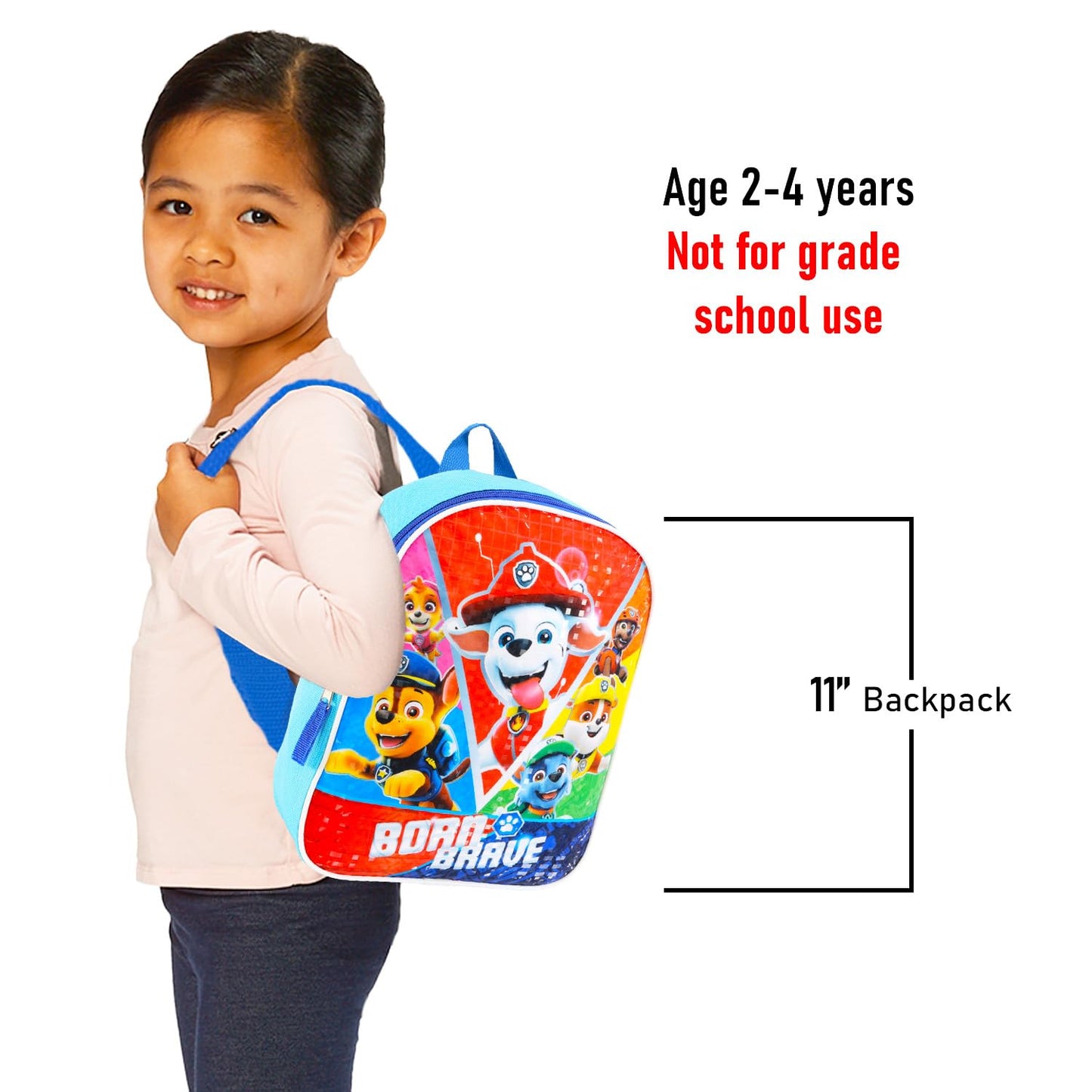 Paw Patrol Mini Backpack Set - 4 Pc Bundle of 11" Chase, Marshall and Rubble Bag, Water Bottle and More School Supplies for Kids