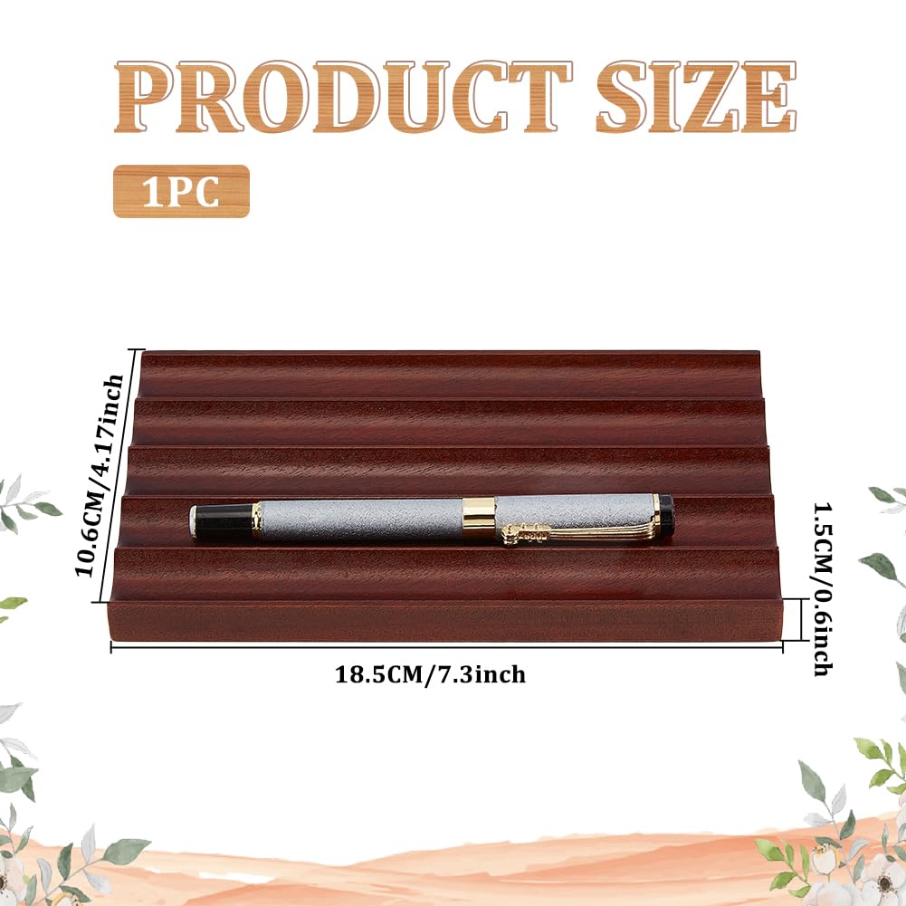 MAYJOYDIY Wooden Pencil Holder Tray Walnut Desk Pen Holder with 5 Grids Office Desk Pencil Organizer Writing Instrument Rest Suitable for School, Home, Office, Desktop Art Accessories