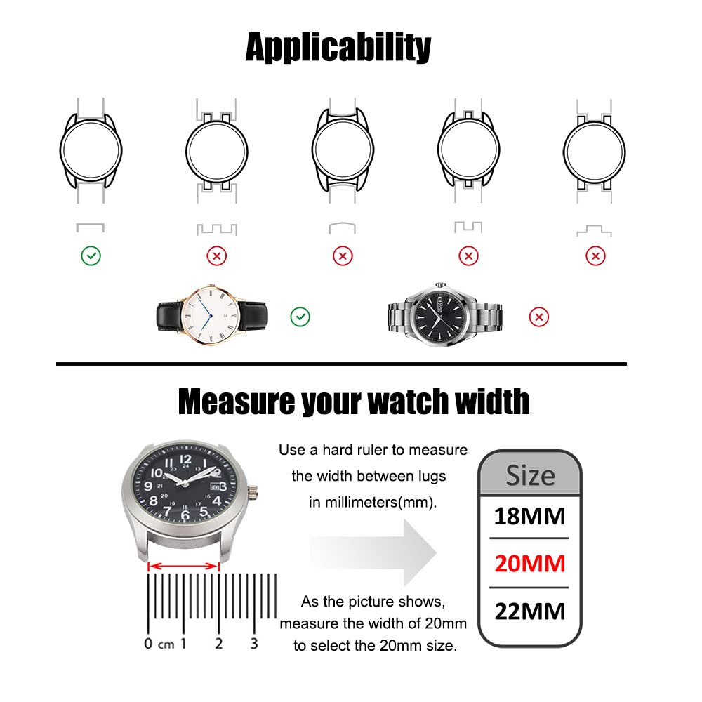 AMHUGE Extra Long Italian Genuine Leather Watch Strap-18mm,20mm,22mm,24mm Width -Brown Black Calf Leather Watch Band for Big Wrist Men or Women (18mm, Dark Brown)