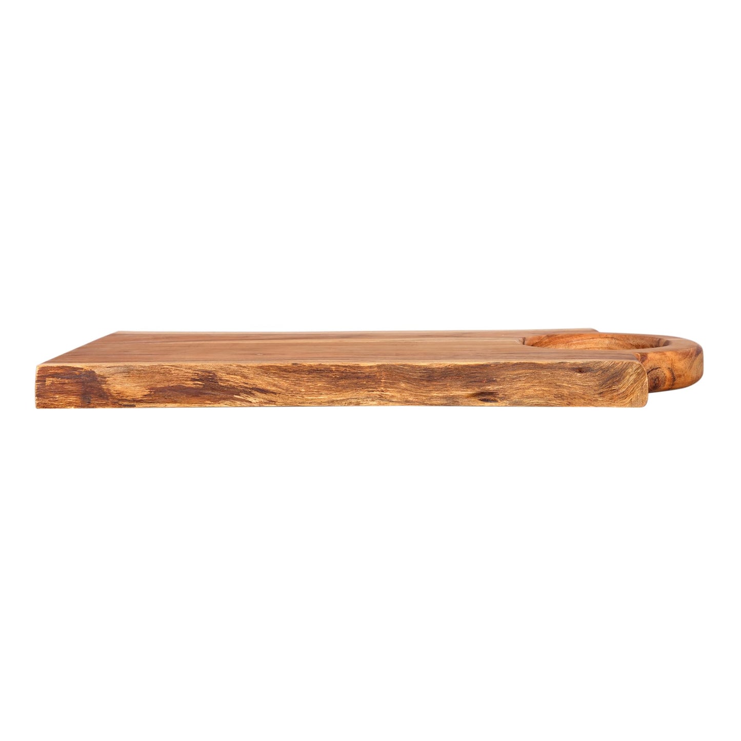 GoCraft Acacia Wood Live Edge Cutting Board – 17 x 10 Inch – with Internal Round Handle | Rustic Rectangular Charcuterie Board | Cheese Serving Tray | Wooden Chopping Block | Kitchen Cutting Platter