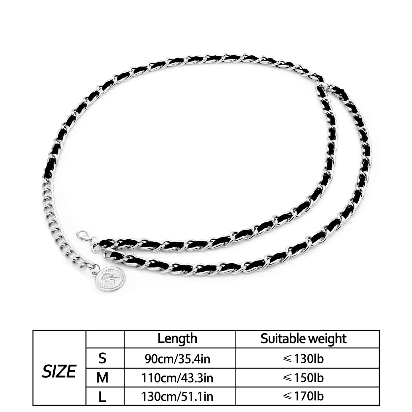 HIQUACC Leather Chain Belts for Women Girls, Layered Body Chain Belts Metal Waist Chain for Dress Vest Jeans