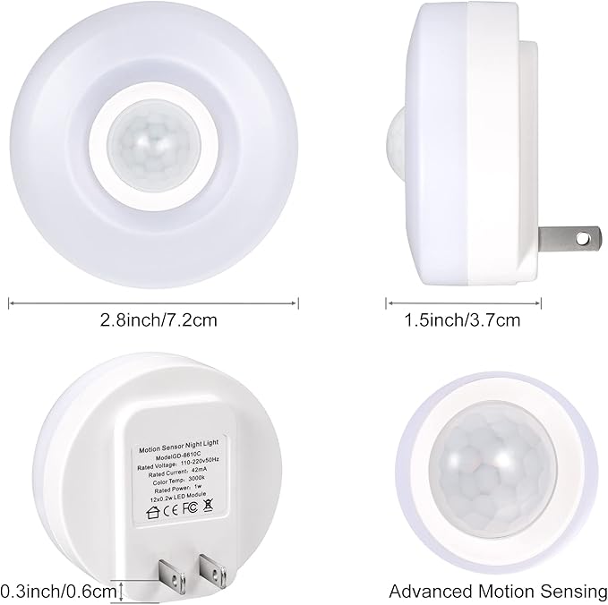 Night Light Plug in, Bright Motion Sensor Nightlights (200 Lumens), Smart LED Night Lights Plug Into Wall, Ideal for Bathroom, Hallway, Garage (Cool White 4Pack)