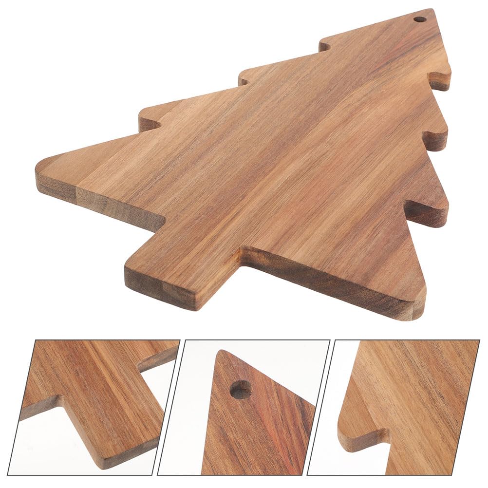 Christmas Tree Cutting Board, 14.9"x 9.4" Wooden Charcuterie Cheese Board, Acacia Serving Tray for Sushi, Dessert, Candy Dish
