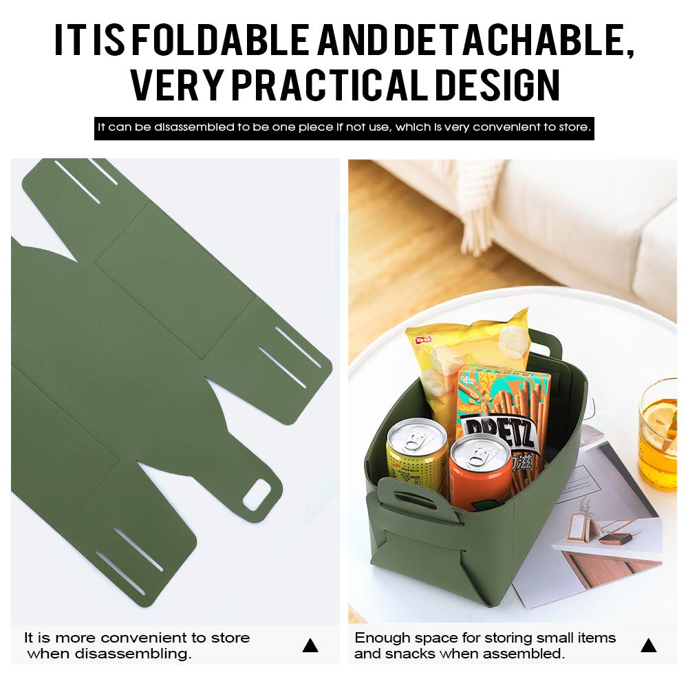 Leather Valet Tray, Jewelry & Catchall Tray, Desktop Storage Organizer, Bedside Caddy for Men - Key Wallet Watch Coin Phone Change, Candy Holder - Convenient for Travel (06 Green 1)