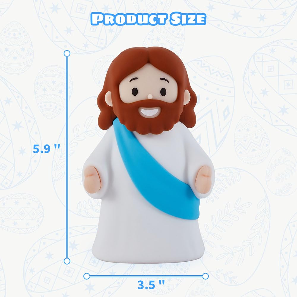 Jesus Night Light Rechargeable Bedside Night Light Dimmable Silicone LED Light Ideal for Religious Gatherings, Gifts for Sunday School, Baptism Presents, Easter Egg Decorations (blue) (Blue)