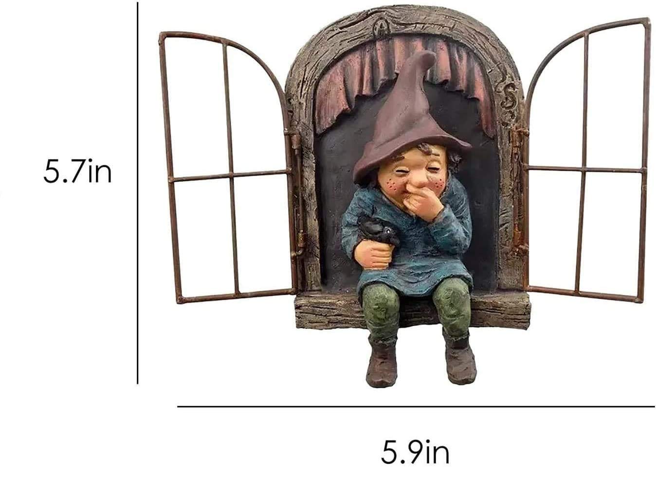 vomiceak Whimsical Fairy Garden Gnome Statue, Tree Faces Decor Outdoor -5.9 Inch, Funny Garden Tree Decoration,Ideal Patio Yard Lawn Porch Decoration