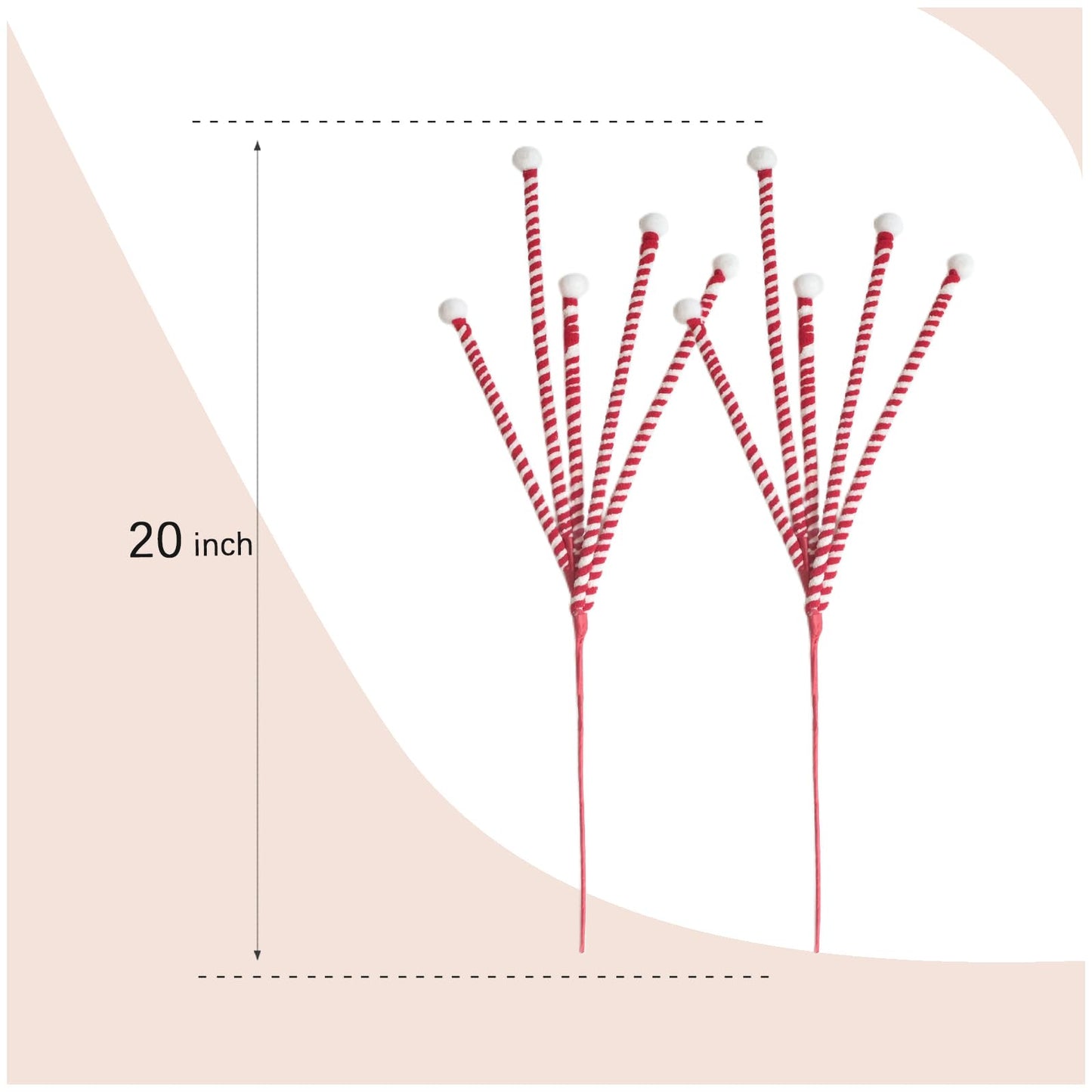 Egolot 12 PCS Christmas Candy Cane Picks for Christmas Tree Topper, Red White Picks Sprays for Xmas Wreath DIY Vase Centerpieces, Candy Cane Ornaments Decorations