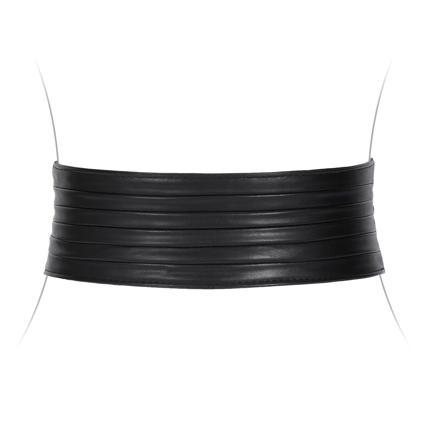 SANSTHS Women Wide Elastic Belts for Dresses Vintage Fashion Stretchy Waist Belts Ladies Cinch Belts Leather Waistband,Black,M