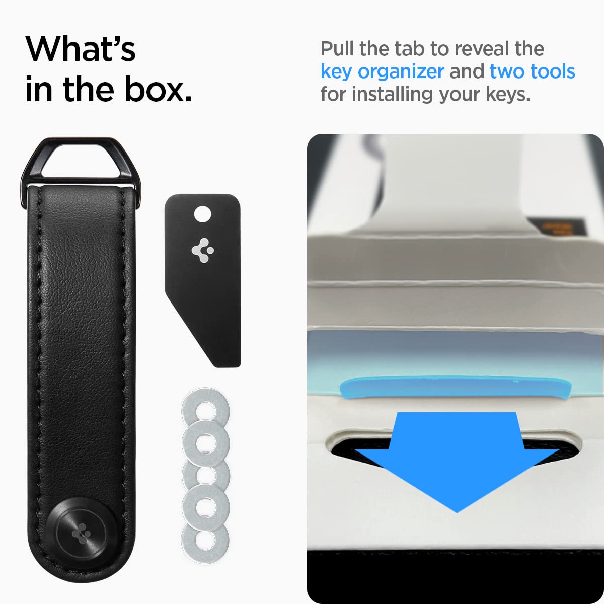 Spigen Valentinus Key Organizer, Minimalistic Compact Holder, Keychain, Keyring Up to 6 Keys - Black