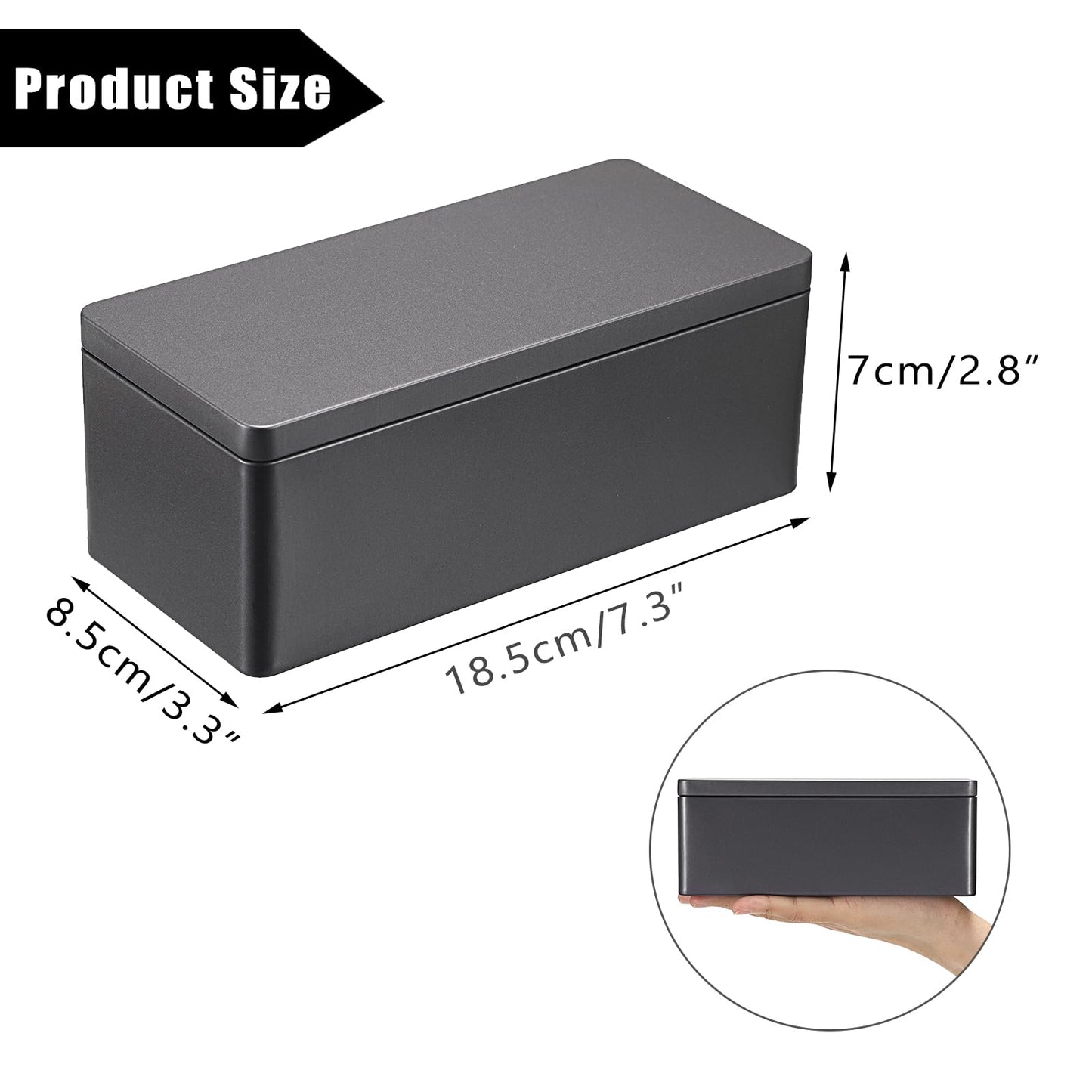 Hipiwe 2 Packs Black Metal Cash Box Rectangular Money Organizer with Lid Currency Storage Box Empty Box Container for Coin Bill Dollar Stamp Jewelry