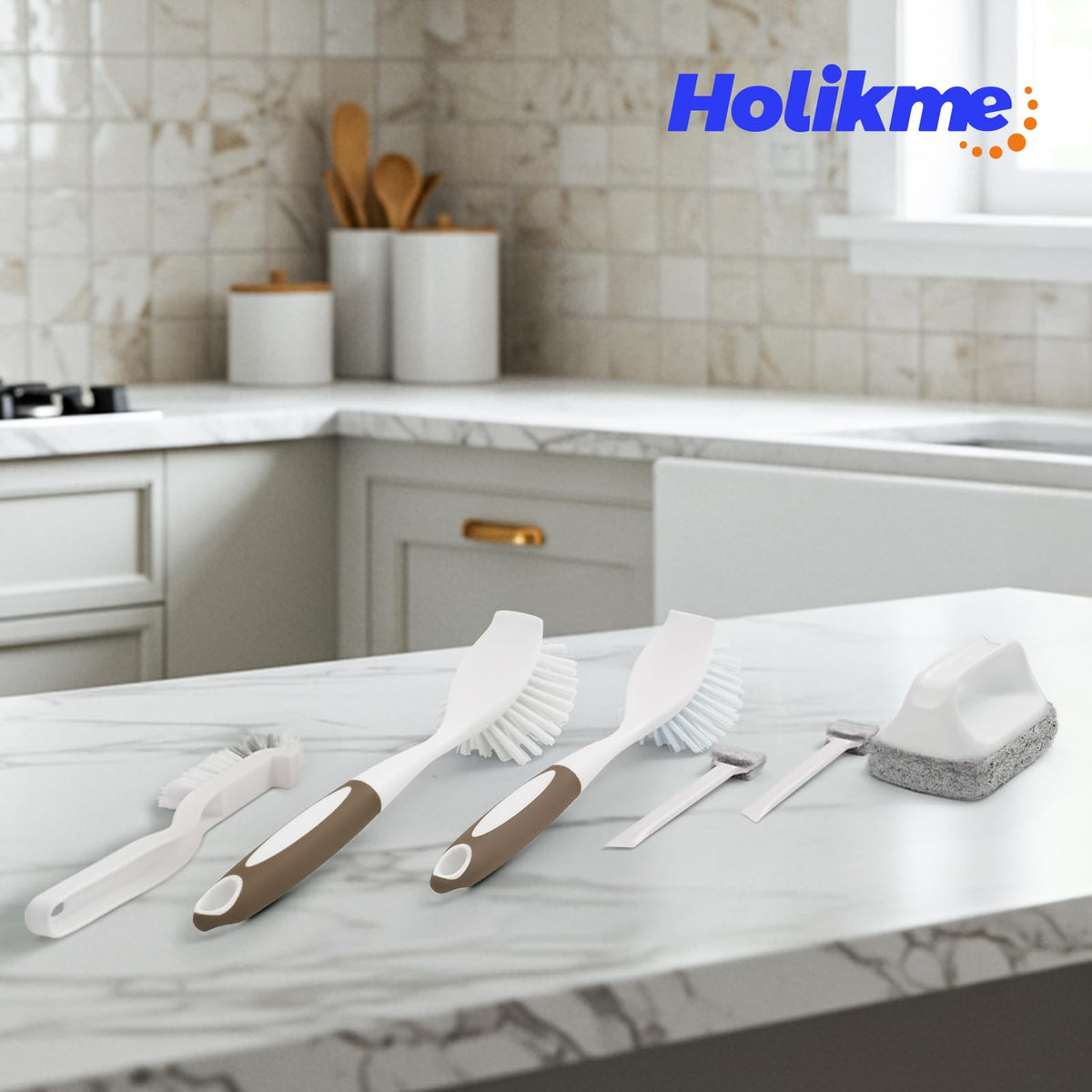 Holikme 6Pack Kitchen Cleaning Brush, Green