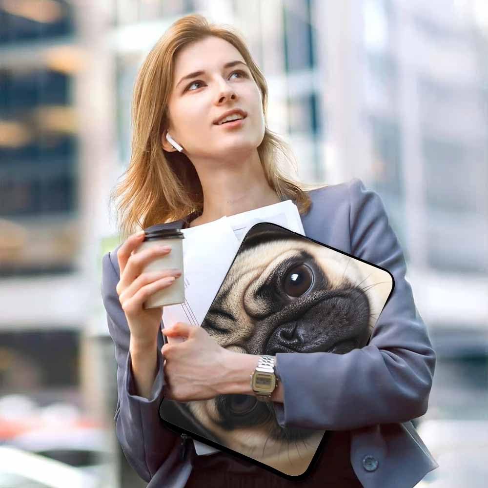 Nicokee Laptop Sleeve Bag 15.4 15.6 Inch,Funny Pug Dog Lovely Animals Cute Pet Puppy Protective Polyester Computer Cases Laptop Cover Briefcase Bag Tablet Travel Cover