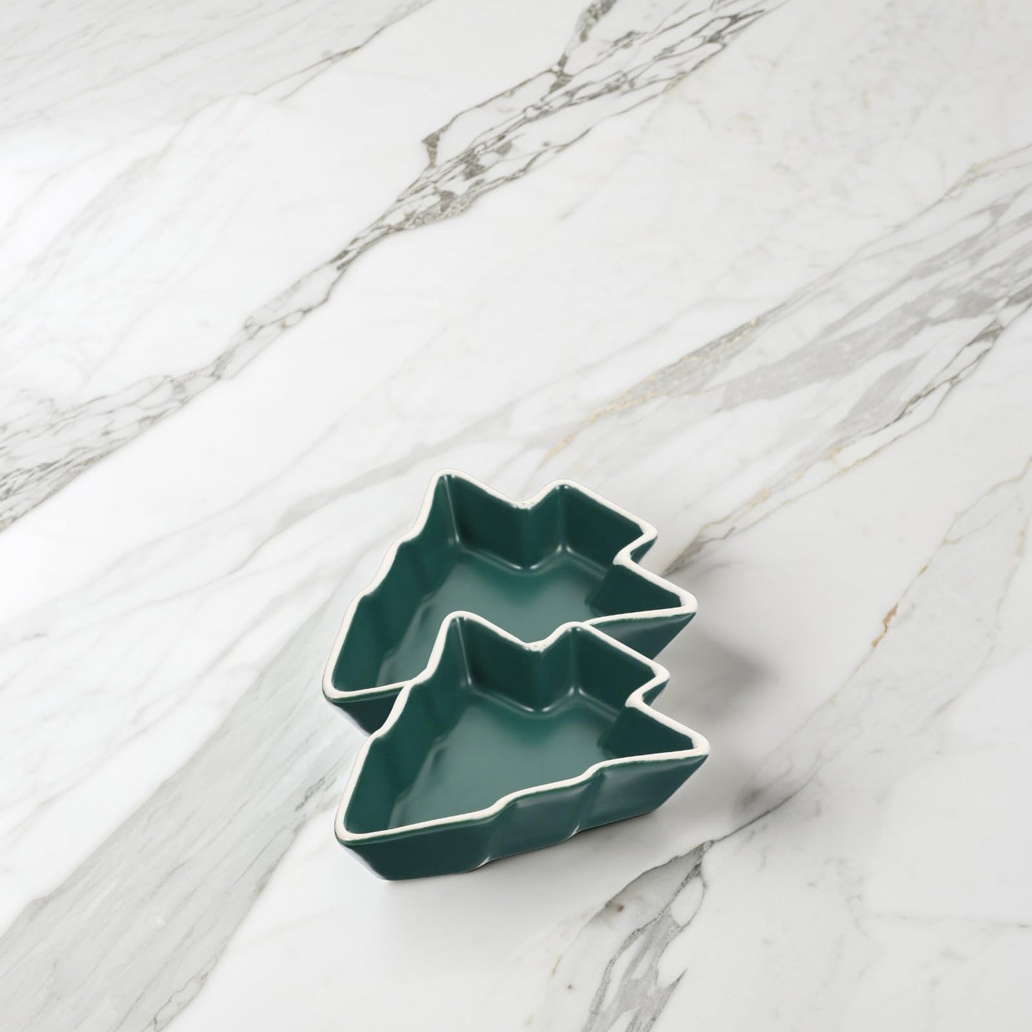 Healeved 2pcs Christmas Tree Shaped Plates 4. 52 Inch Green Christmas Tree Candy Dish Party Snack Trays Dry Fruit Containers Serving Dishes for Restaurant Decorations