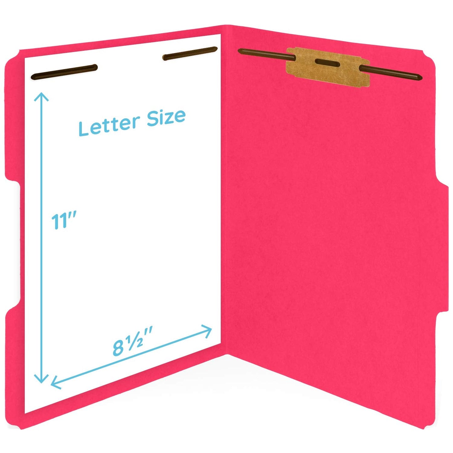50 Red Fastener File Folders - 1/3 Cut Reinforced Tab - Durable 2 Prongs Bonded Fastener Designed to Organize Standard Medical Files, Law Client Files, Office Reports - Letter Size, Red, 50 Pack