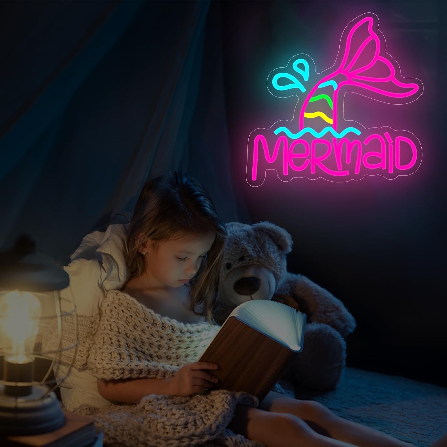 Mermaid Tail Neon Sign Dimmable Mermaid Neon Sign for Wall Decor Mermaid Tail Neon Light Up Sign for Bedroom Living Room Gifts For Birthday Christmas