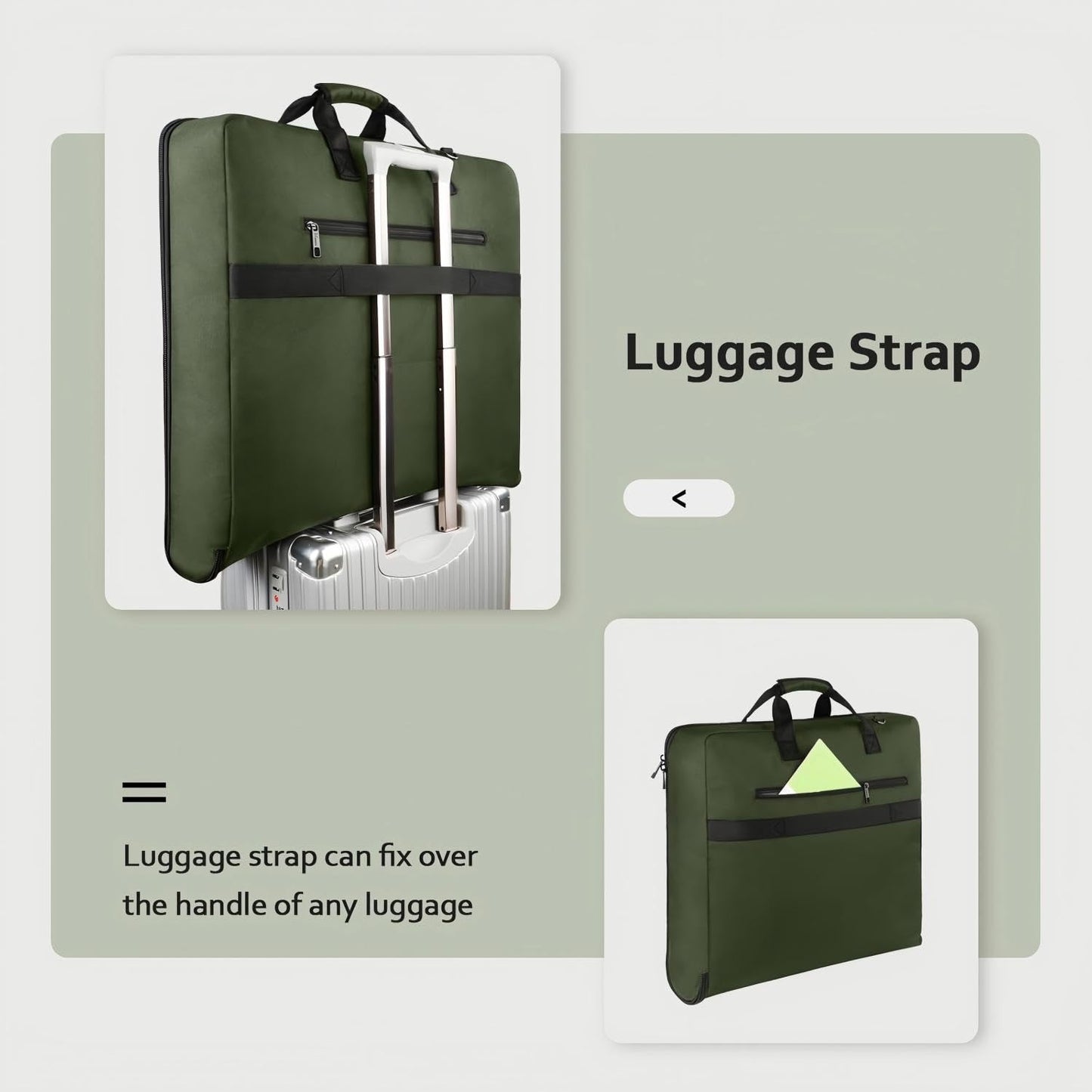 MATEIN Travel Garment Bag, Large Convertible Carry On Suit Bag with Adjustable Shoulder Strap, Waterproof 2 in 1 Hanging Luggage for Men Women, Foldable suitcase for Business Trips, Green