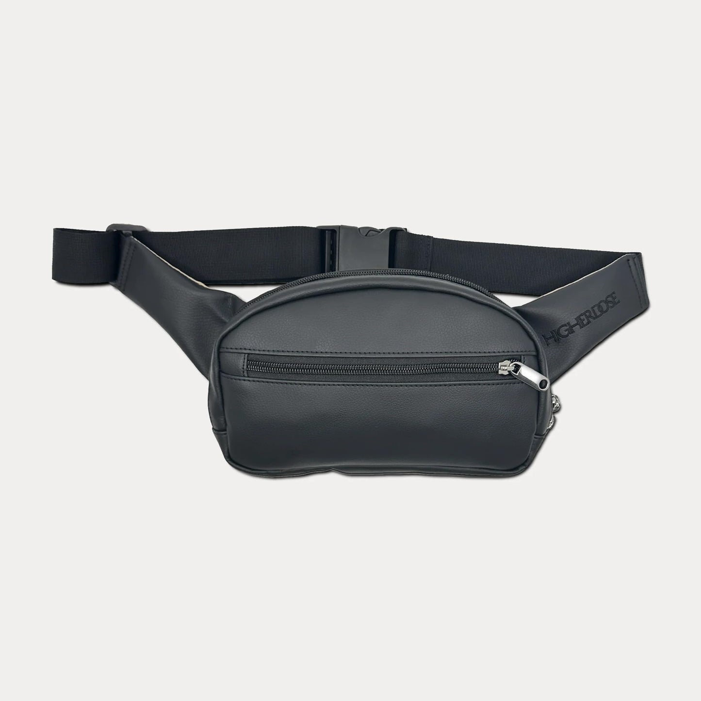 HigherDOSE EMF Blocking Black Fanny Pack - Vegan Leather Waist Bag for Women & Men - Shields Against Harmful Electromagnetic Waves - Includes Crossbody Strap & Adjustable Waistband