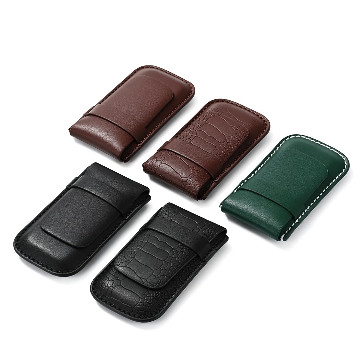 Papten Luxury PU Leather Watch Pouches Portable Single Watch Travel Case Travel Bag For Travelling Business Trip (Green)
