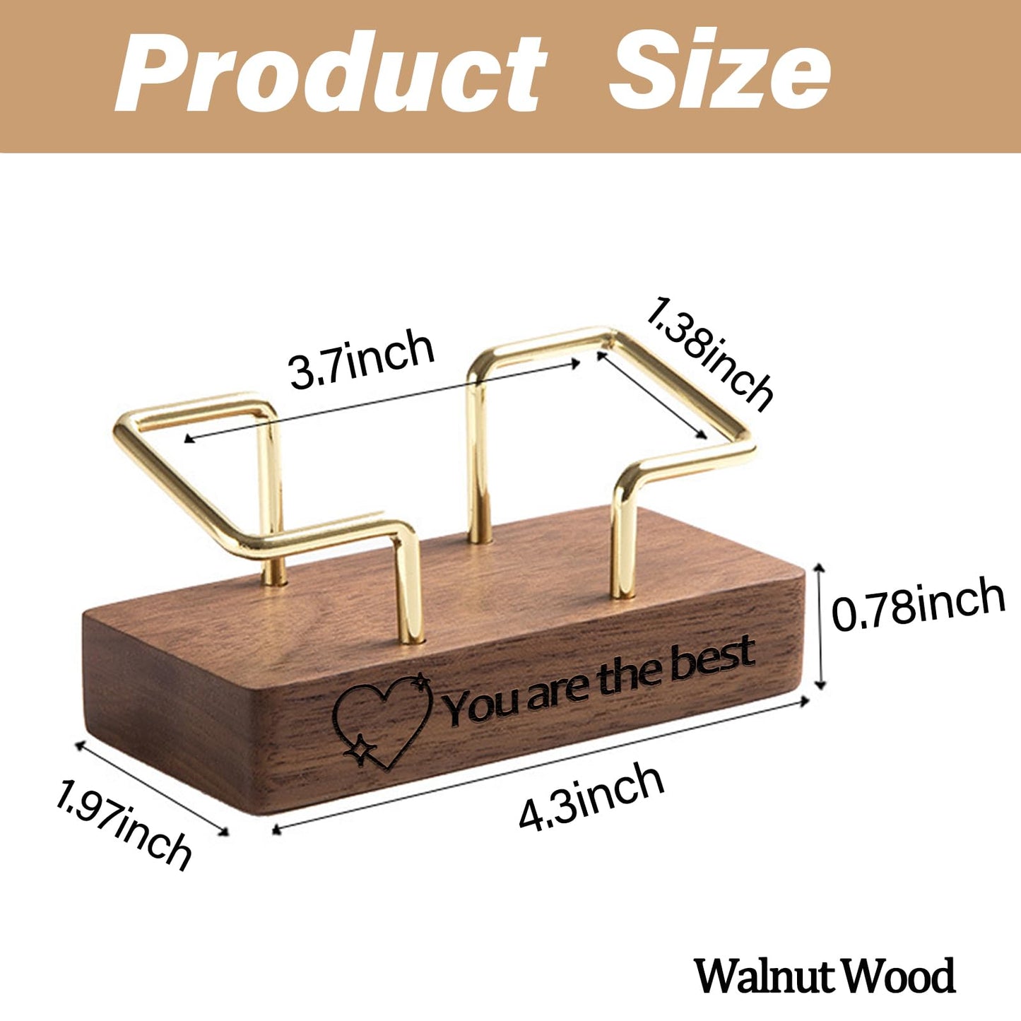 HJX Custom Business Card Holder Desk-Personalized Engraved Wooden Business Card Case Holder, Customized Name Logo Business Card Display Gifts for Men Women (Black - Walnut)