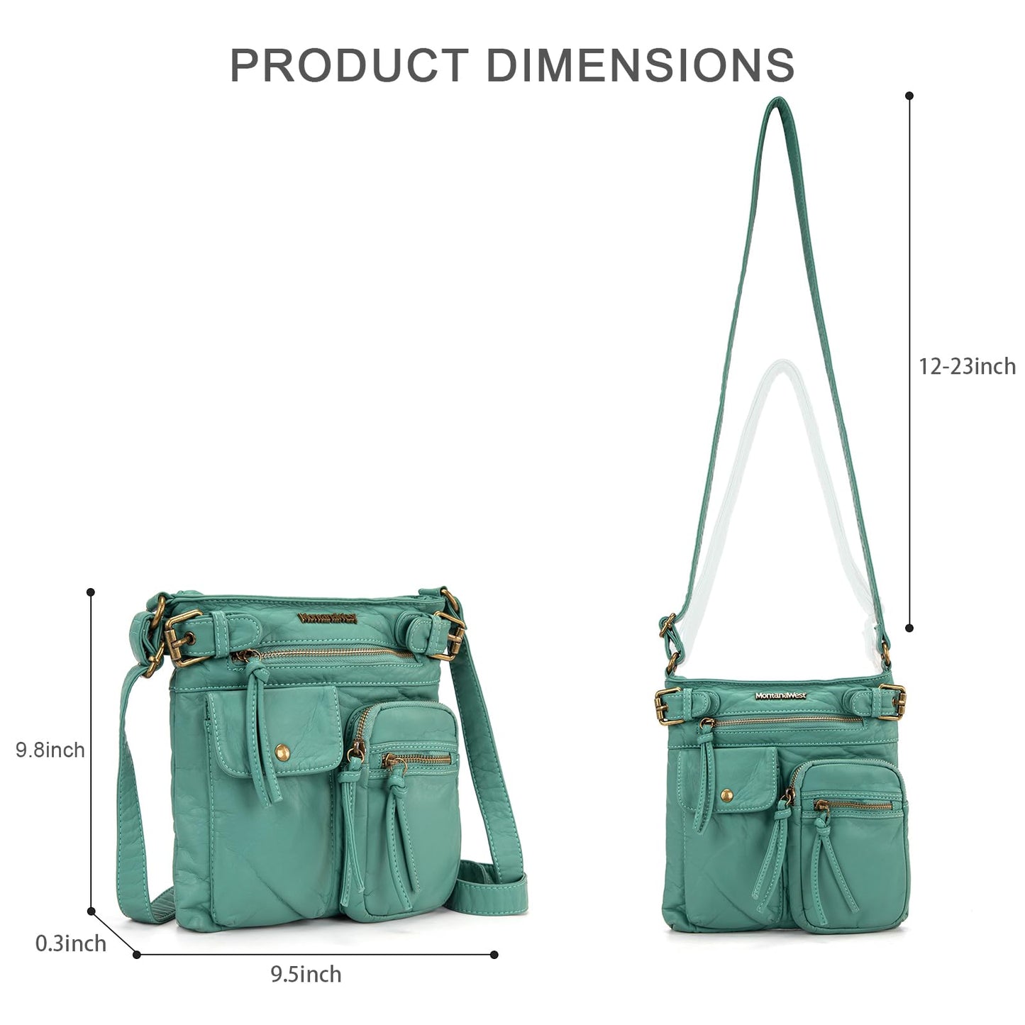 Montana West Crossbody Bag for Women Washed Soft Leather Multi Pocket Purses Vintage Women's Purses and Handbags Turquoise Gift MWC-046TQ