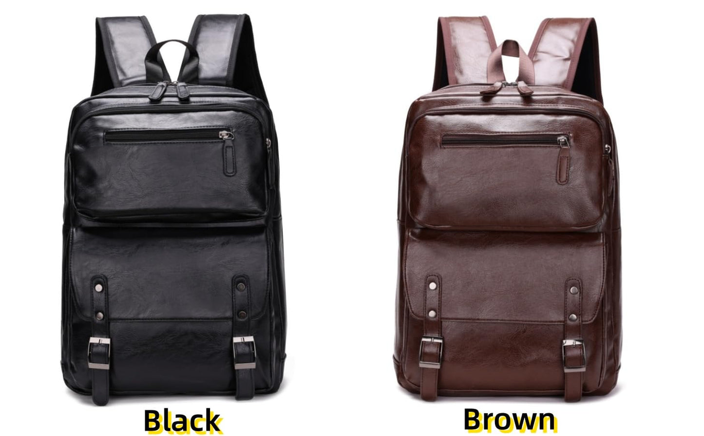 ORILOOSEN PU Casual Backpack,Men Women casual Leather laptop backpack,Daily commuter leather backpack,work bag (Brown)