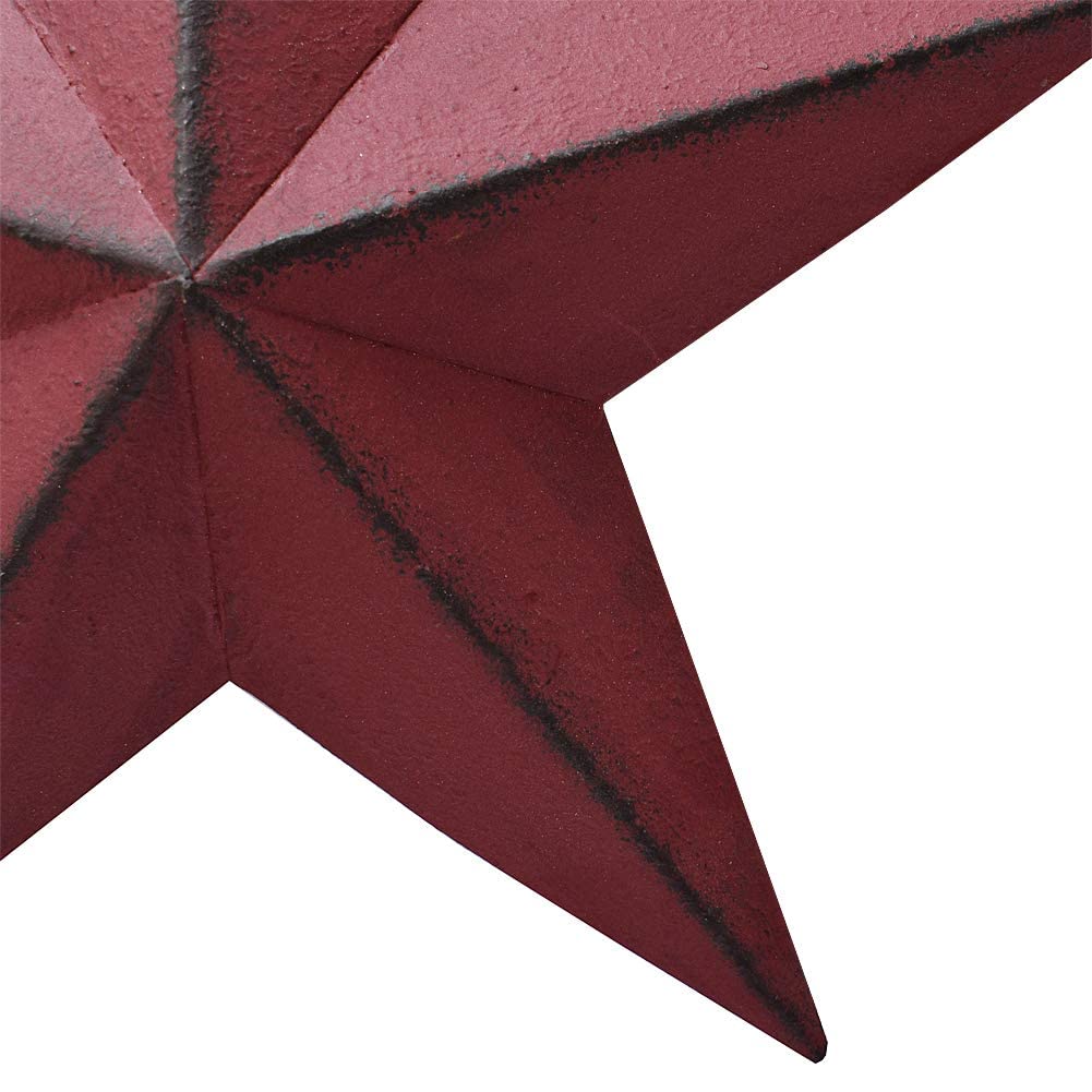 Morning View Red Barn Star Metal Wall Decor Texas Stars Outdoor Hanging Patriotic Star Ornaments Rustic 3D Wall Art 4th of July Memorial Day Decorations Outside 12 Inches (Burgundy)