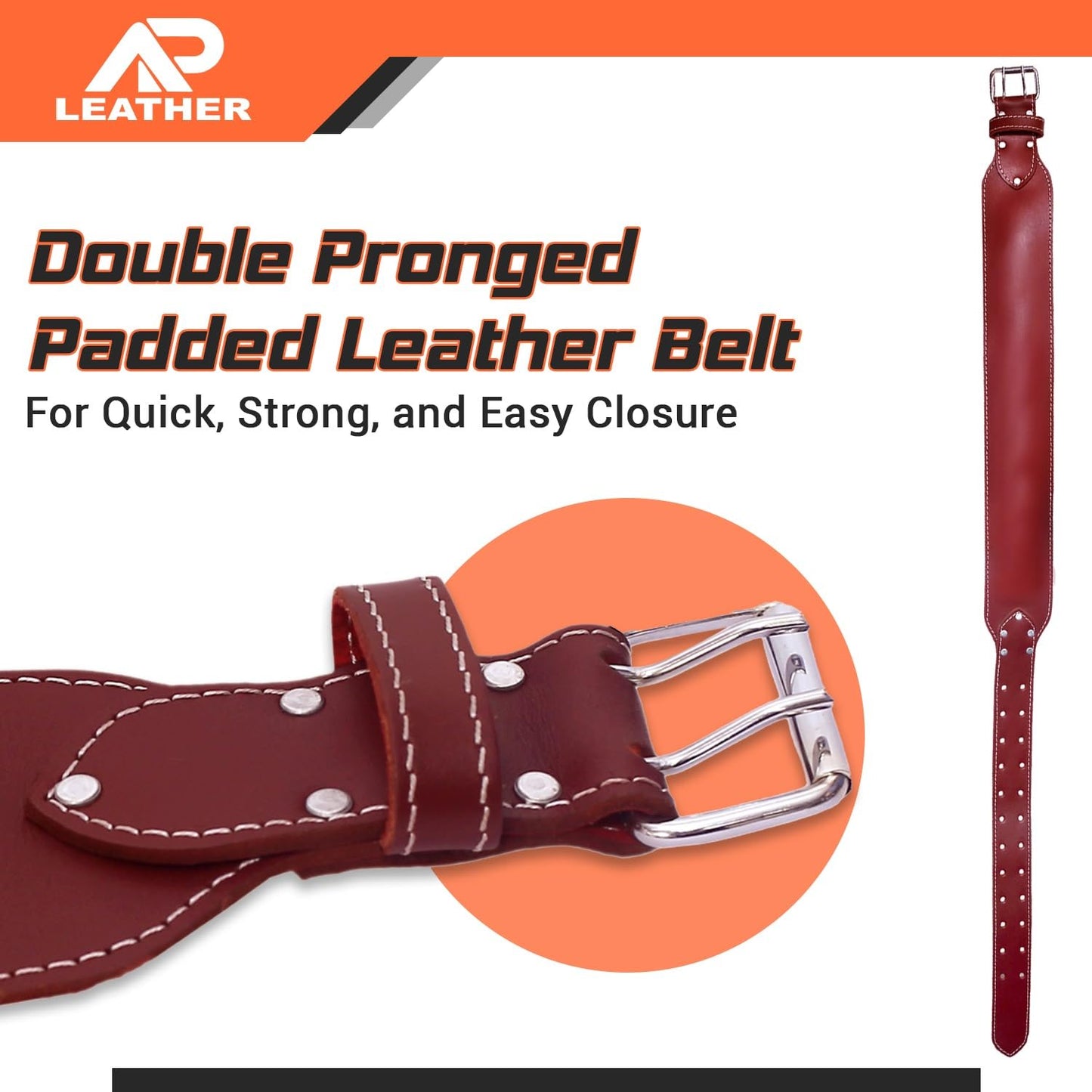 AP LEATHER Tool Belt for Men – 4MM Full-Grain Geniune Leather | Brass Hardware | Foam-Padded Comfort Tool Pouch | 28-Pocket Carpenter & Framing Rig with Suspender Support | Waist Size 32" – 52"