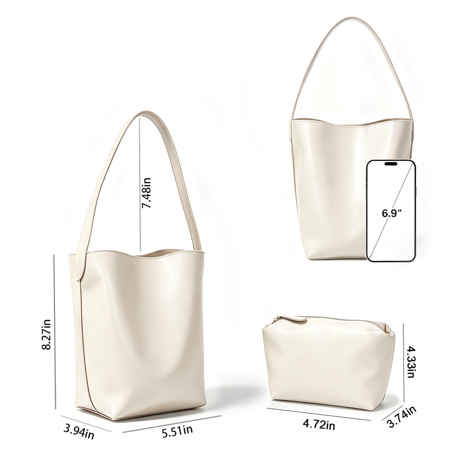 Bucket Bags for Women,Glossy Leather Bucket Purse,Small Tote handbag for Work Travel Daily