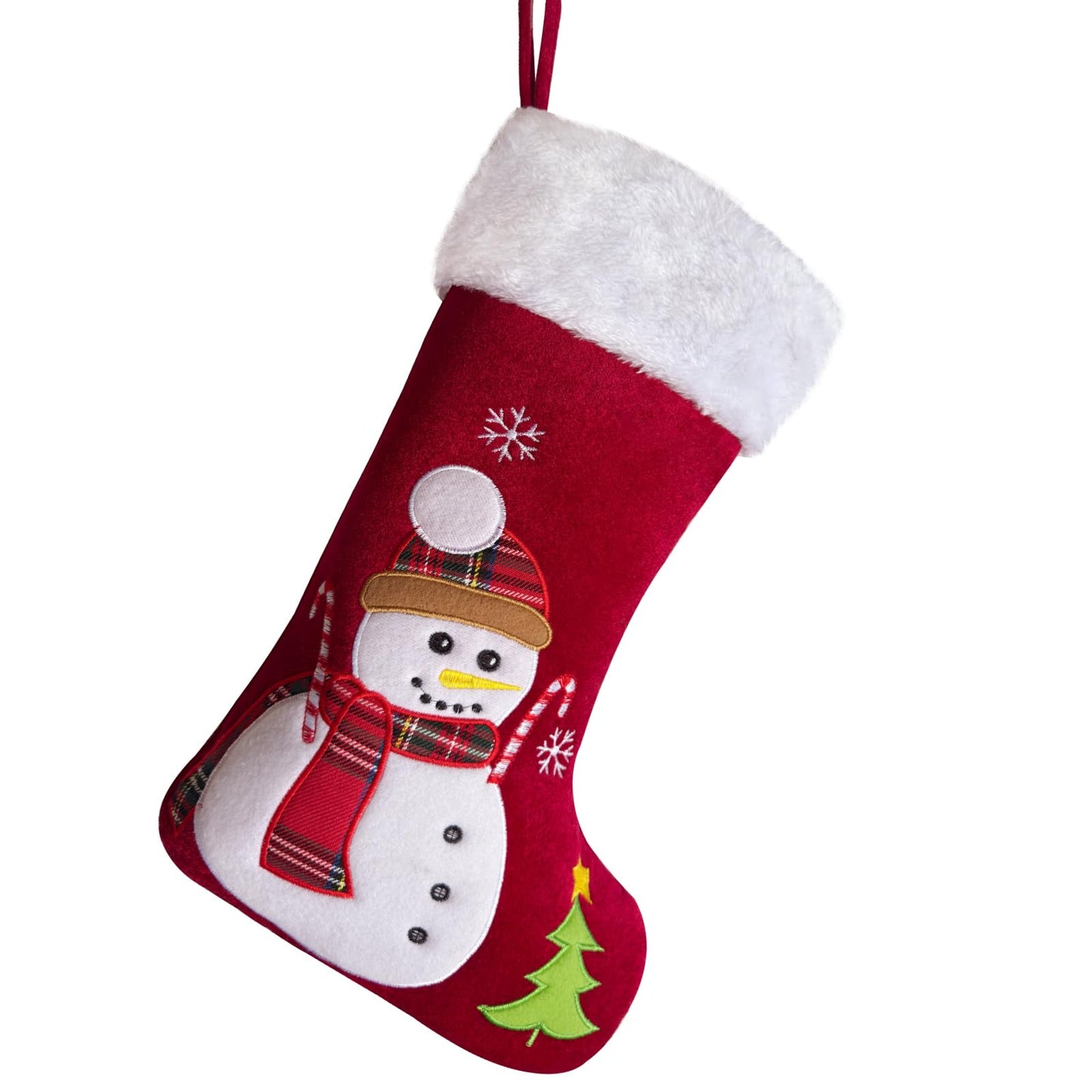 Snowman Christmas Stocking, 20" Velvet Cute 3D Deer Bear Moose Reindeer Xmas Stocking for Children Kids Girls Boys Women Men