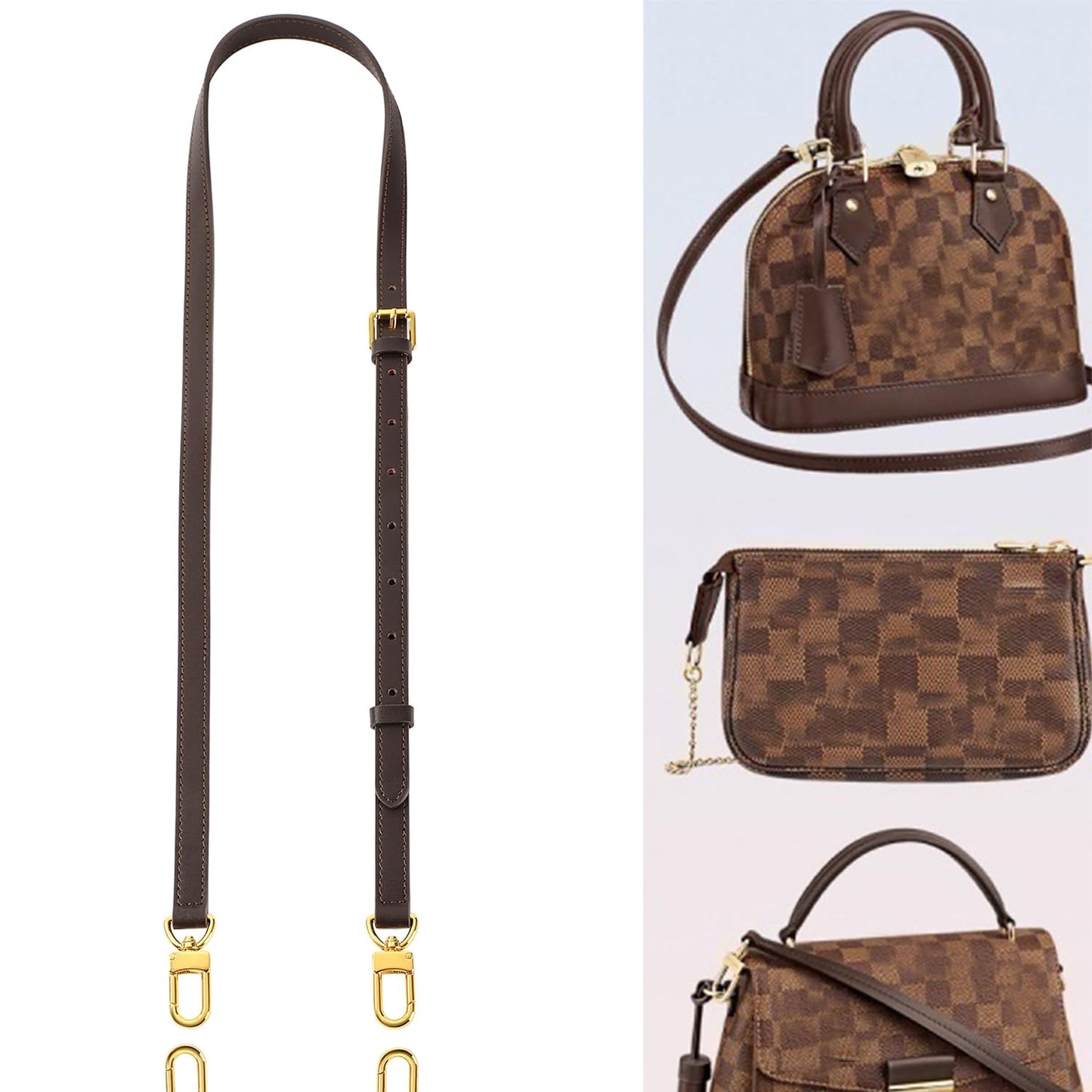 RYYXZXL Vachetta Leather Replacement Adjustable Shoulder Strap for L V Handbag Replacement Bag Strap (width: 0.6in-coffee color)