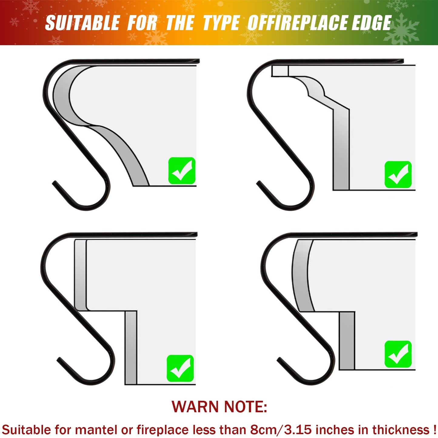 Doitory Stocking Holders for Mantle,Christmas Stocking Holder Set of 4,Stocking Hangers for Mantel,Stocking Hooks for Fireplace(Bronze)