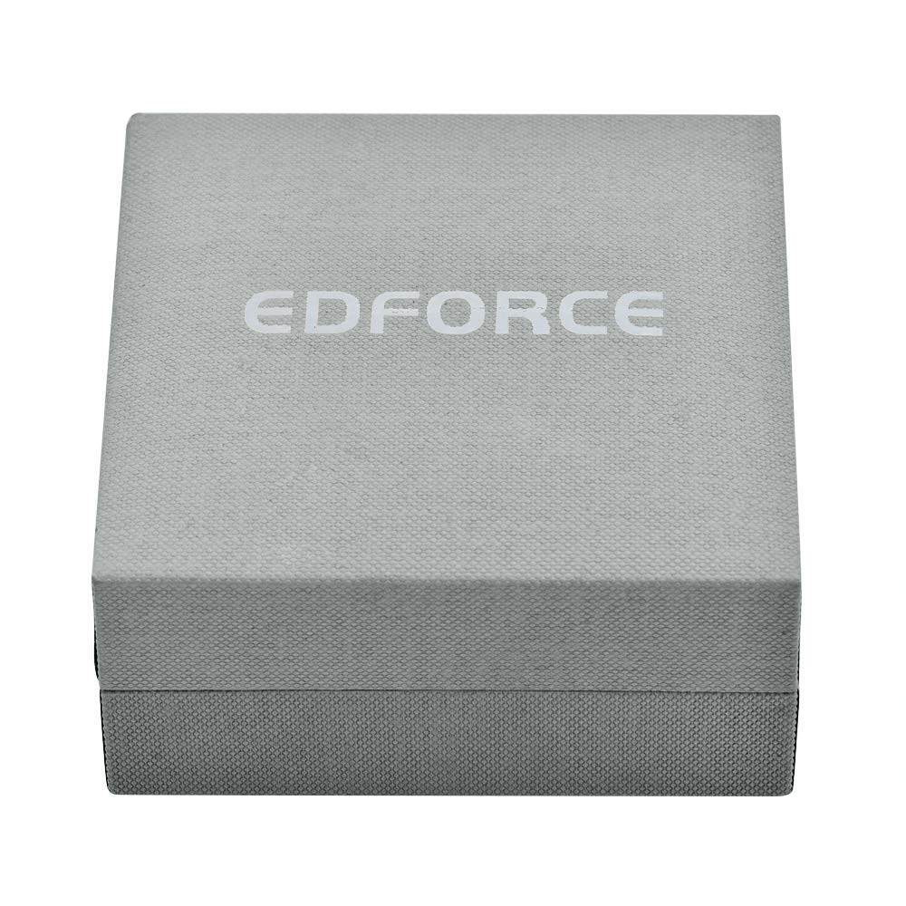 Edforce Stainless Steel Men's Two-Strand Braided Genuine Leather and Franco Curb Chain Bracelet (Silver)