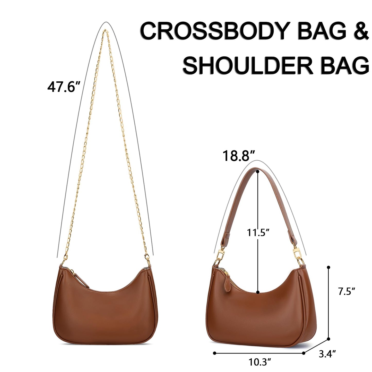 KKXIU Shoulder Bag for Women Cute Hobo and Tote Handbags Retro Clutch Underarm Purse with 2 Removable Straps (Brown)