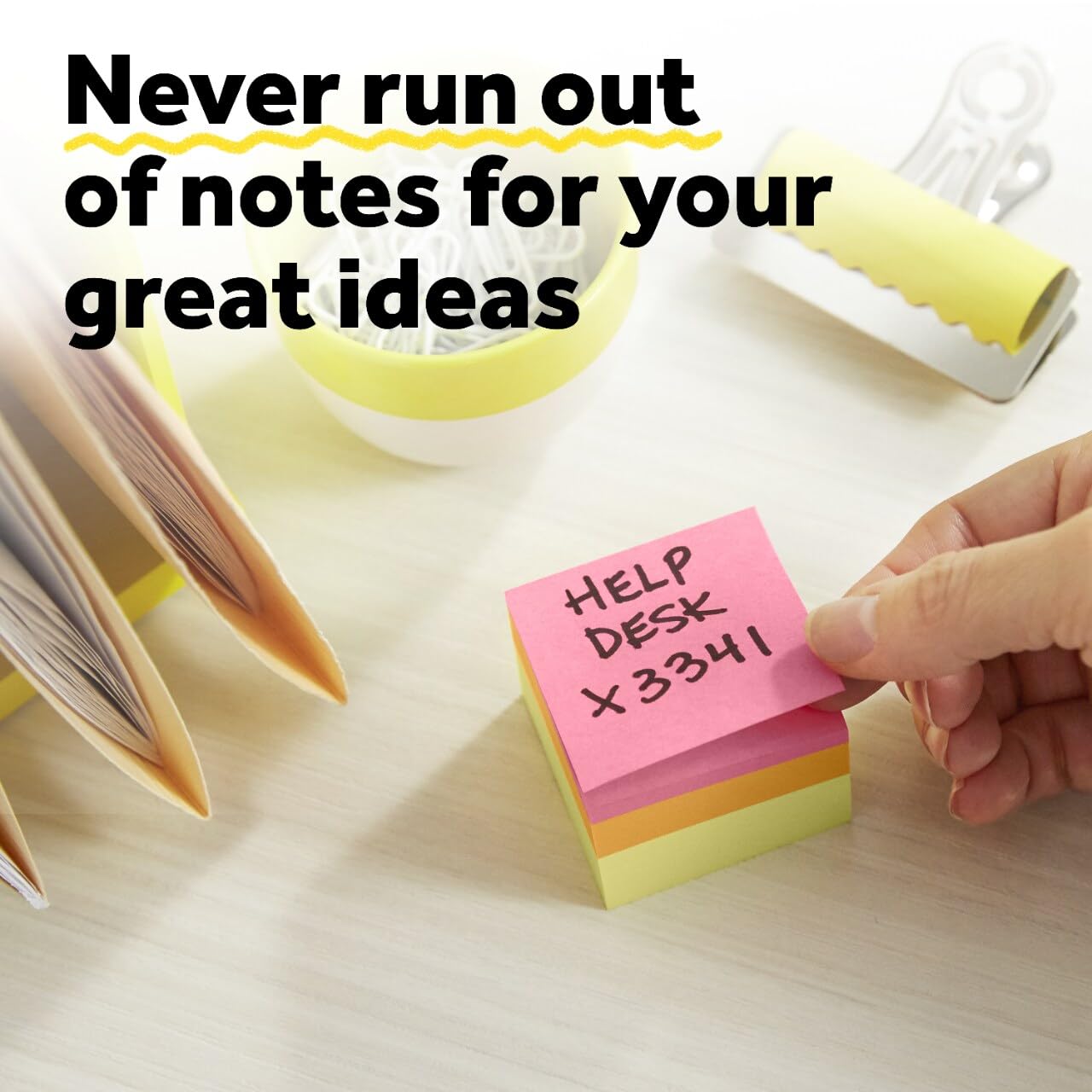 Post-it Notes, 1 Cube Note Sticky Notes Pad, 3 x 3 in., School Supplies and Office Supplies, Sunburst Collection