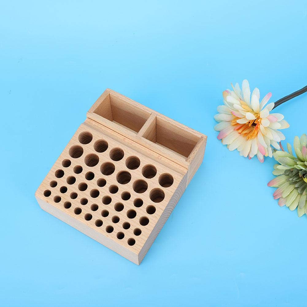 Eatbuy Leather Tool Holder, 48 Holes Wooden Leather Craft Tool Stand with 2 Slots, Solid Beech Rack Stand Organizer, Storage Case for Leathercraft Punch & Styling Tools