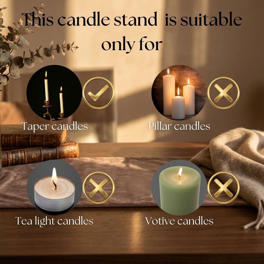 House of Wemy Star-Shaped Brass & Mother of Pearl Candle Holder for Taper Candles | for Home Decor, Bedroom, Living Room Decor, Table Centerpieces & Festival Decoration (8x8x17 cm)