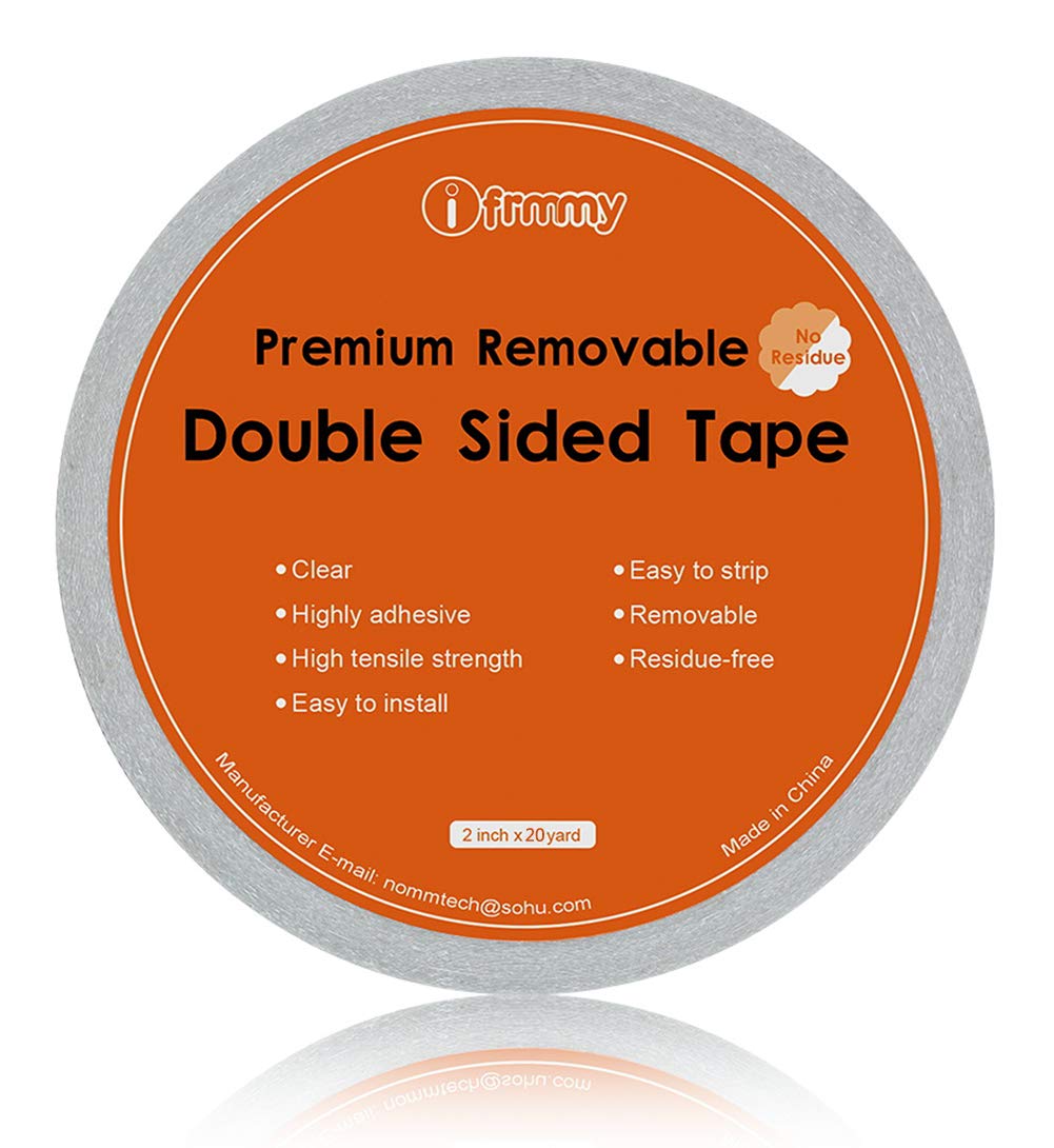 i frmmy Removable Clear Double Sided Sticky Tape- No Residue, 2 Inches x 20 Yards